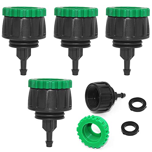 5-Pack Drip Irrigation Hose Connectors,DanziX 1/4 Inch Drip Irrigation Tubing x 3/4 or G2/1 FHT Swivel Garden Faucet Adapter,Convert 3/4" or G2/1 Garden Hose to 1/4" Drip Pipe for Irrigation Kits