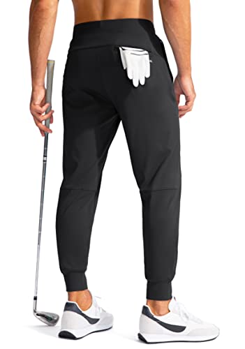 G Gradual Men's Golf Joggers Pants with Zipper Pockets Stretch Sweatpants Slim Fit Track Pants Joggers for Men Work Running, Black, X-Large