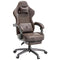 Dowinx Gaming Chair Breathable PU Leather Gamer Chair with Pocket Spring Cushion, Ergonomic Computer Chair with Massage Lumbar Support,Adjustable Swivel Task Chair with Footrest(Brown)