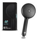 Azure's Premium High Pressure 5-Mode Self Cleaning Handheld Shower Head - Enjoy a Multifunctional Water Saving Hand held System with Descaling Technology - ABS - WELS & Watermark - Matt Black