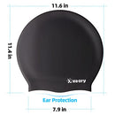 Extra Large Swim Cap for Braids and Dreadlocks Afro Hair Weaves Long Hair, Waterproof Silicone Cover Ear Bath Pool Shower Swimming Cap for Women Men Youth Adult Kids Girl to Keep Hair Dry, Black