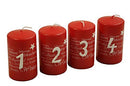 Great Advent Candles with Numbers and Motifs - Height 10 cm / Diameter 6 cm - Christmas Wreath Candles / Pillar Candles - Advent Wreath / Christmas Candles Christmas (Red)