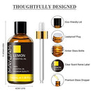 MAYJAM Lemon Essential Oil, 100ML/3.38FL.OZ Premium Quality Lemon Oil for Diffuser Massage, Pure Aromatherapy Essential Oils with Glass Dropper