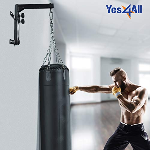 Yes4All Wall Mount Adjustable Heavy Bag Hanger with Chain - Heavy Duty - Punching Bag Bracket for Boxing, Muay Thai and MMA Training