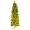 Costway 2.1 M Pre-lit Pencil Christmas Tree,Artificial Hinged Fir Christmas Tree with 995 PVC Tips and 350 SAA certificated LED Lights, Christmas Drcoration with Sturdy Iron Stand, Easy Set-up