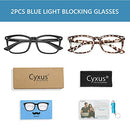 Cyxus 2 Pack Blue Light Blocking Glasses Filter UV400 Computer Gaming Glasses Square Frame Eyeglasses for Women Men 4002T03