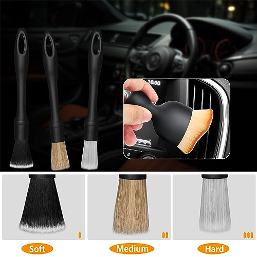 WD&CD 7 Pcs Car Brush Set, Car Interior Clean Brush Tools, Auto Interior Dust Brush, Car Detailing Soft Bristles Brush for Automotive Dashboard, Air Conditioner Vents, Scratch Free