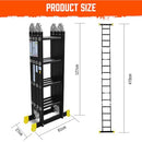 3.7M/4.7M/5.7M/6.7M Mult-Purpose Aluminium Folding Ladder Alloy Non-Slip Step Ladder Adjustable Extension Flexiable Working Platform Household 150Kg Loading (4.7M)