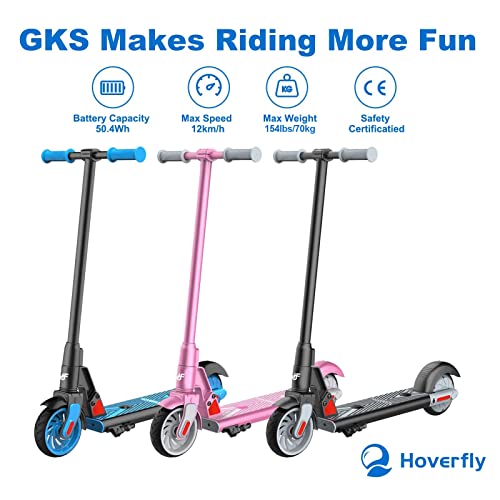 Hoverfly GKS Electric Scooter for Kid Ages 6-12, Max 6.5km and 12km/h by 150w Motor, 6" Solid Rubber Wheels and UL2272 Certified Approved, Lightweight Aluminum Frame Electric Scooter for Kid Black