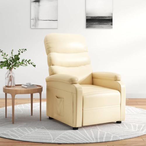 vidaXL Recliner Chair, Armchair with Adjustable Backrest and Footrest, Single Sofa Chair for Living Room Bedroom, Chaise Lounge, Cream Faux Leather