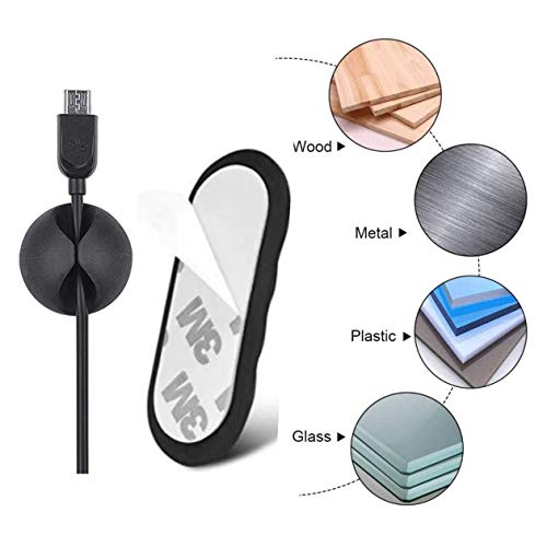 ASAMWM Cable Management 12 Pieces Cable Clips for Cable Organiser in Office Desk Cable Management, Home for Cable Holder, Charging Cords, HDMI, Headphones, PC Cords (Black)