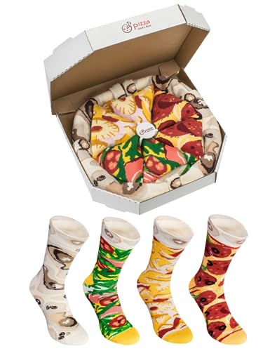 PIZZA SOCKS BOX 4 pairs MIX Hawaii Italian Pepperoni Cotton Socks XL Made In EU