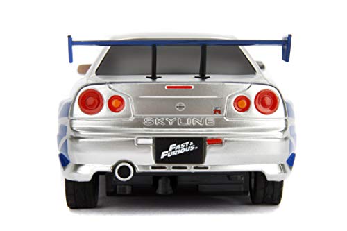 Jada Toys Fast & Furious 1:24 2002 Nissan GT-R R34 Remote Control Car RC with 2.4GHz, Toys for Kids and Adults (99371)