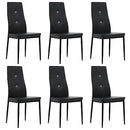 vidaXL Set of 6 Dining Chairs - Chic Black Faux Leather Upholstery with Crystal Embellishment and Wooden Frame