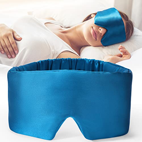 FRESHME Mulberry Silk Sleep Mask 100% Pure Silk Comfortable Blocks Light Eye Masks Blindfold with Adjustable Elastic Strap, No Eye Pressure Soft Eye Shade Cover for Night Sleep Travel Nap Yoga