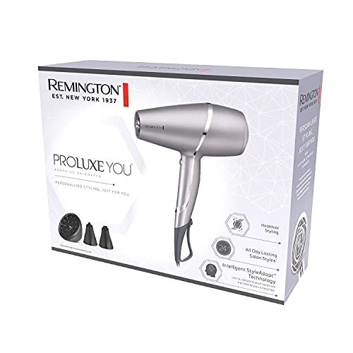 Remington Proluxe YOU Adaptive Hair Dryer, AC9800AU, 2400W (AU Plug), Personalises Heat To Your Hair, Diamond Infused Ceramic for Even Heat Distribution, Includes 2 Concentrators & Diffuser, Silver