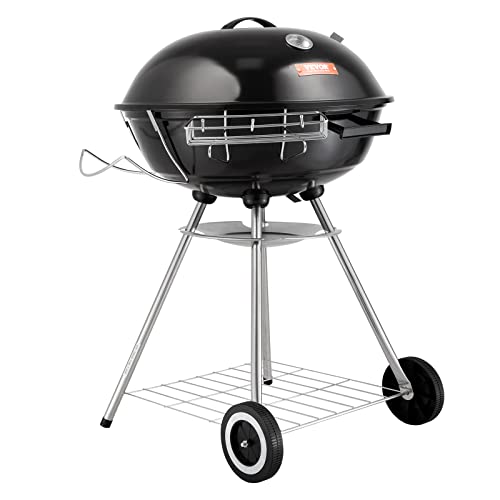 VEVOR Kettle Charcoal Barbecue Kettle Barbecue 56 cm Portable Barbecue Kettle Grill with Lid, Delicious BBQ, Picnic Grill with Large Grill Surface, Charcoal, Black, 63 x 82 x 88 cm Charcoal Round Barbecue Travel