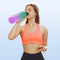 Motivational Water Bottle with Straw and Time Marker, Leakproof Tritan BPA-Free Water Jugs for Drinking, Large Capacity Water Jug with Handle for Fitness, Gym,Daily and Outdoor sports, 1L GreenPurple