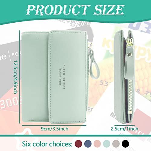 Bifold Leather RFID Blocking Wallet for Women Mini Ladies Purse with Coin Pocket, with Zipper Buckle, Credit Card Holder Coin Purse PU Small Short Wallet (Light Green)