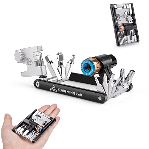 Kadacha 20-in-1 Bicycle Multifunction Tool with CO2 Inflator - Compact and Lightweight Multitool Kit for Road and Mountain Bikes - Includes Hex, Torx, Screwdriver and Chain Tool.