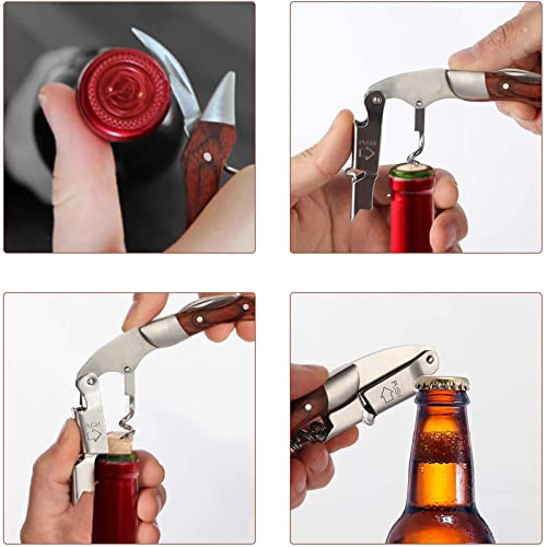 VIYNRAN Professional Waiters Corkscrew Bottle Opener 3-in-1 Key Tool with Foil Cutter & Dual Hinge Fulcrum Waiters Corkscrew for Waiters & Bartenders