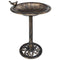 vidaXL Pedestal Bird Bath - Weatherproof Lightweight Plastic, Large Bowl with Bronze Finish for Garden/Courtyard Decor