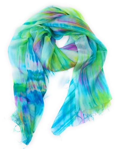 100% Pure Silk Scarf Woman's Scarves Shawl Wrap Hand Painted Silk Scarf, Blue, Green, Pink, Purple, Large