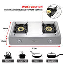 NJ NGB-200 Camping Gas Stove - 2 Burner Portable Gas Hob LPG Cooker Double Wok Ring Outdoor Cooktop Stainless Steel Auto Ignition Whirlwind Energy Saving Technology 7.2kW