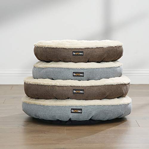 FEANDREA Dog Bed, Dog Sofa, Cat Bed, Donut Shape, Round, 55 cm Dia, Grey PGW55G