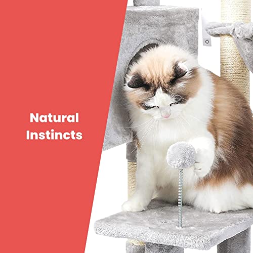 Floofi 97cm Cat Tree, Cat Tower, Cat Scratching Post, Cat Tree for Indoor Cats, Cat Condo, Cat Furniture, Cat Trees, Cat Post, Large Cat Tree, Cat Tree Tower, Cat Tower Large Cats (Light Grey)