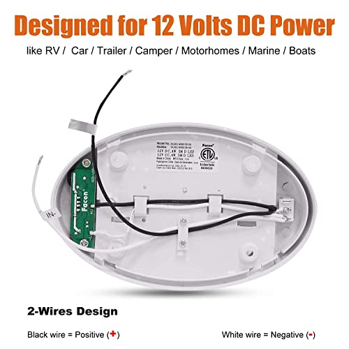 Facon 12V LED Ceiling Dome Light with USB Charger, High Speed Charging 5V 2.4A, 12V DC Interior Light with On&Off Switch for RV Motorhomes Camper Caravan Trailer Boat