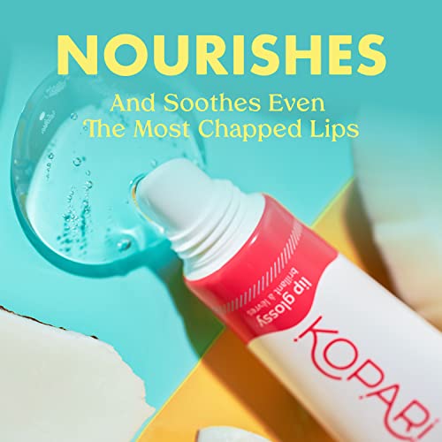Kopari Coconut Lip Glossy - Clear - Hydrating and Moisturizing, Vitamin E and Shea Butter With 100% Organic Coconut Oil, Non GMO, Vegan Sulfate Free 0.35 Oz