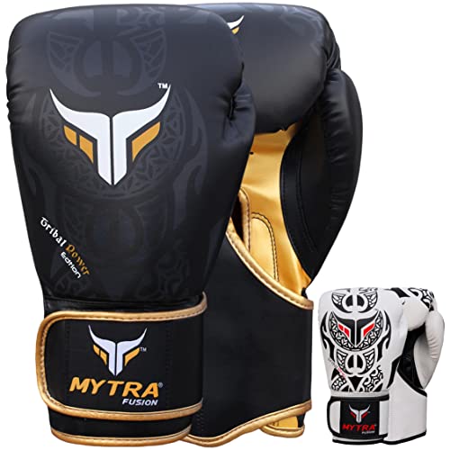 Mytra Fusion Boxing Gloves – Kickboxing Gloves for Men & Women Boxing Training Gloves MMA Muay Thai Gloves Punching Gloves (18-oz, Black)