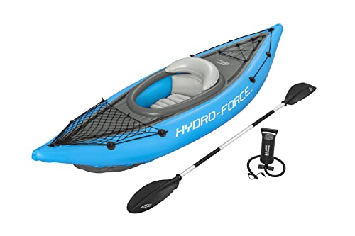 Bestway Hydro-Force Cove Champion | 1 Person Inflatable Kayak Set with Hand Pump, Paddles, Carry Bag, Blue, Blue, Grey, 275 x 81 x 45 cm