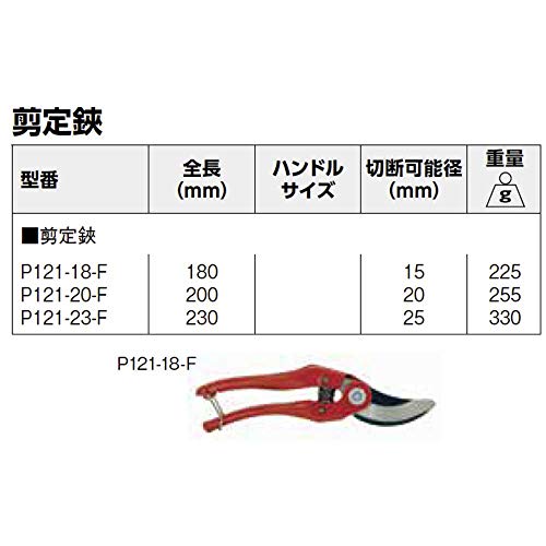 Bahco Bypass Secateur with Steel Handle and Angled Cutting Head, 200mm Length (P121-20-F)
