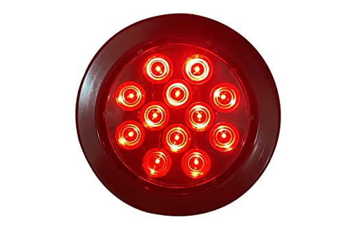 MAXXHAUL 50586 Pair of LED 4" Round Stop Turn Tail Indicator Lights with Black Rubber Grommet for 12V DC RV's, Trailers, Caravans, Boats, and Trucks