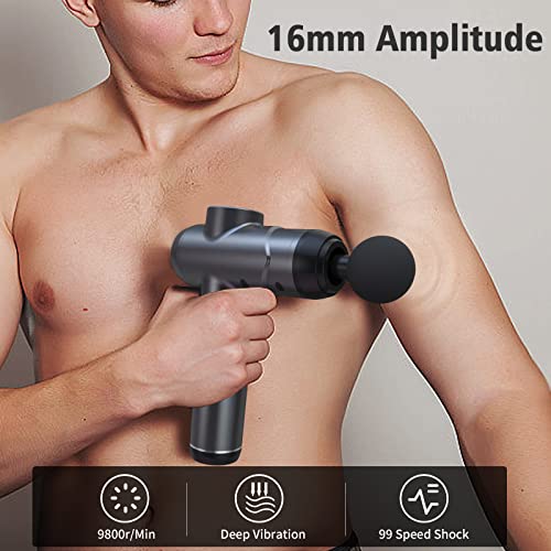Massage Gun,Massager Muscle Massage Gun 99 Speeds Powerful Percussion Massager, Fascia Gun Muscle Gun with 6 Heads LCD Display, Handheld Muscle Body Massager for Body Pain Recovery