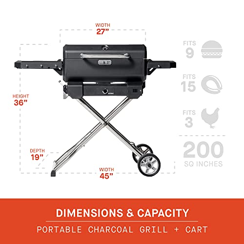 Masterbuilt Portable Charcoal BBQ and Smoker with Cart