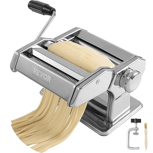 VEVOR Pasta Machine, 9 Adjustable Thickness Settings Pasta Maker Machine, Noodle Maker 150 Stainless Steel Pasta Rollers and Cutter, Manual Pasta Machine Perfect for Spaghetti Pasta Lasagna Fettuccini