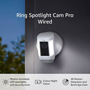 Ring Spotlight Cam Pro Wired by Amazon | 1080p HD Video with HDR, 3D Motion Detection, Bird's Eye View, LED Spotlights, Hardwired installation | With 30-day free trial of Ring Protect Plan - White