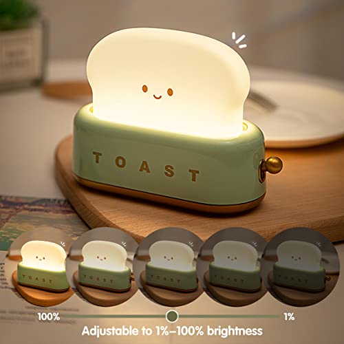 Toast Night Light，Kids Night Light,Cute Lamp for Bedroom, Nightlight for Children Portable Bedroom Bedside Sleep Light Timer, Birthday Gifts for Girls Baby(green)