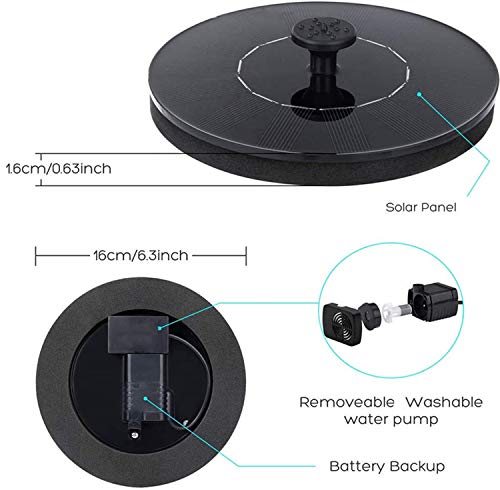 HFAN Solar Fountain Pump, Garden Solar Water Fountain Solar Powered Water Pump with 6 Nozzles, Solar Pond Pump for Water Feature, Fountain, Pool, Bird Bath, Garden Decoration