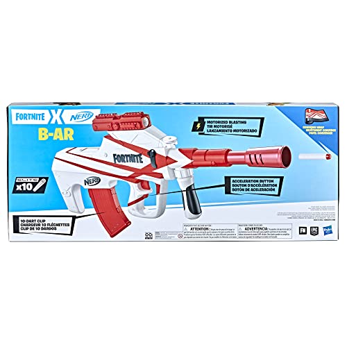 Nerf Fortnite - B-AR Motorised Blaster - 10 Dart Clip - Includes 10 Nerf Elite Darts - Converge Wrap From Fortnite Video Game - Outdoor Games And Toys For Kids - Boys And Girls - F2344 - Ages 8+