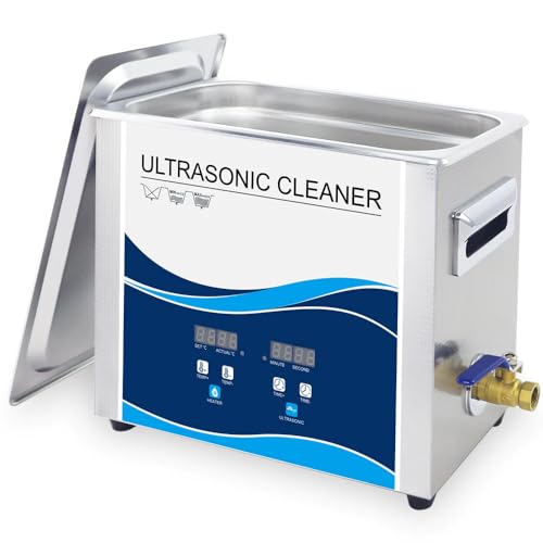 6.5L Professional Industrial Ultrasonic Cleaner - 40kHz 304 Tank 30 Minutes Timer 0-80℃Heater Jewelry Cleaner Wrench Tools Industrial Parts Mental Instrument Eyeglasses Watch Denture Glasses