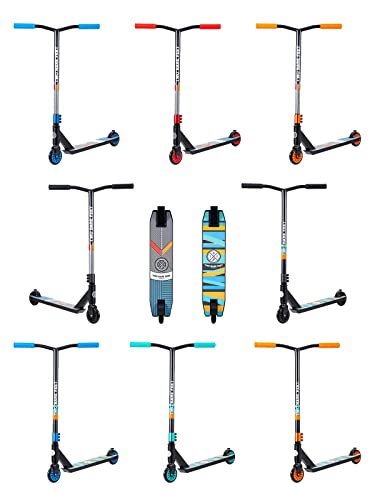 Two Bare Feet Stunt Scooter - Wedge and Aztec Freestyle Stunt Scooters for Tricks, Kids, Teens, Adults (Wedge Black/Mint)