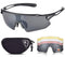 Cycling Glasses with 5 Interchangeable Lenses and TR90 Frame, UV400 Sports Sunglasses for Men Women Cycling Climbing Fishing Driving (Grey-Revo Silver, 502(5 Lenses))