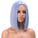 Ladies Medium Length Straight Hair Synthetic Bob Wig (Blue)