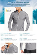 TSLA Men's Long Sleeve Zip Rash Guard, UPF50+ UV/Sun Protection Quick Dry Swim Shirts MSZ03-LGY X-Large
