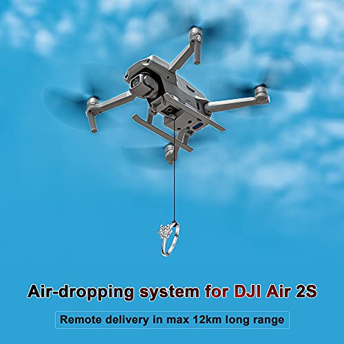 drone drop release System with Landing Gear for DJI Mavic Air 2/Air 2s, Drop Device Kit for Delivery/Transport Release Wedding Clip/Fishing Line (Grey)