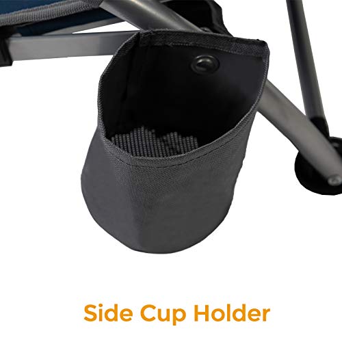 Pacific Pass Lightweight Camp and Beach Chair w/Built-in Cup Holder, Includes Carry Bag - Navy/Gray